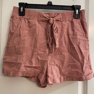 Pink Linen Shorts